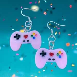 Handmade video game controller earrings